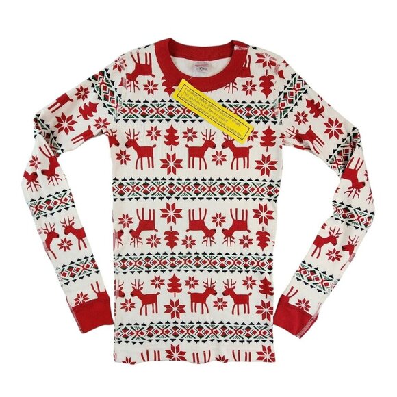 Hanna‎ Andersson Dear Deer Reindeer Organic Pajama Top Unisex 150 (U.S. 12) NEW - Picture 1 of 11